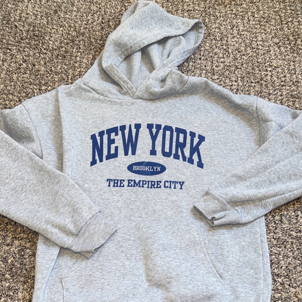 SHEIN Gray New York Brooklyn Hoodie